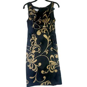 London Times. Gold, Black dress, size 6, classy, Polyester, Spandex